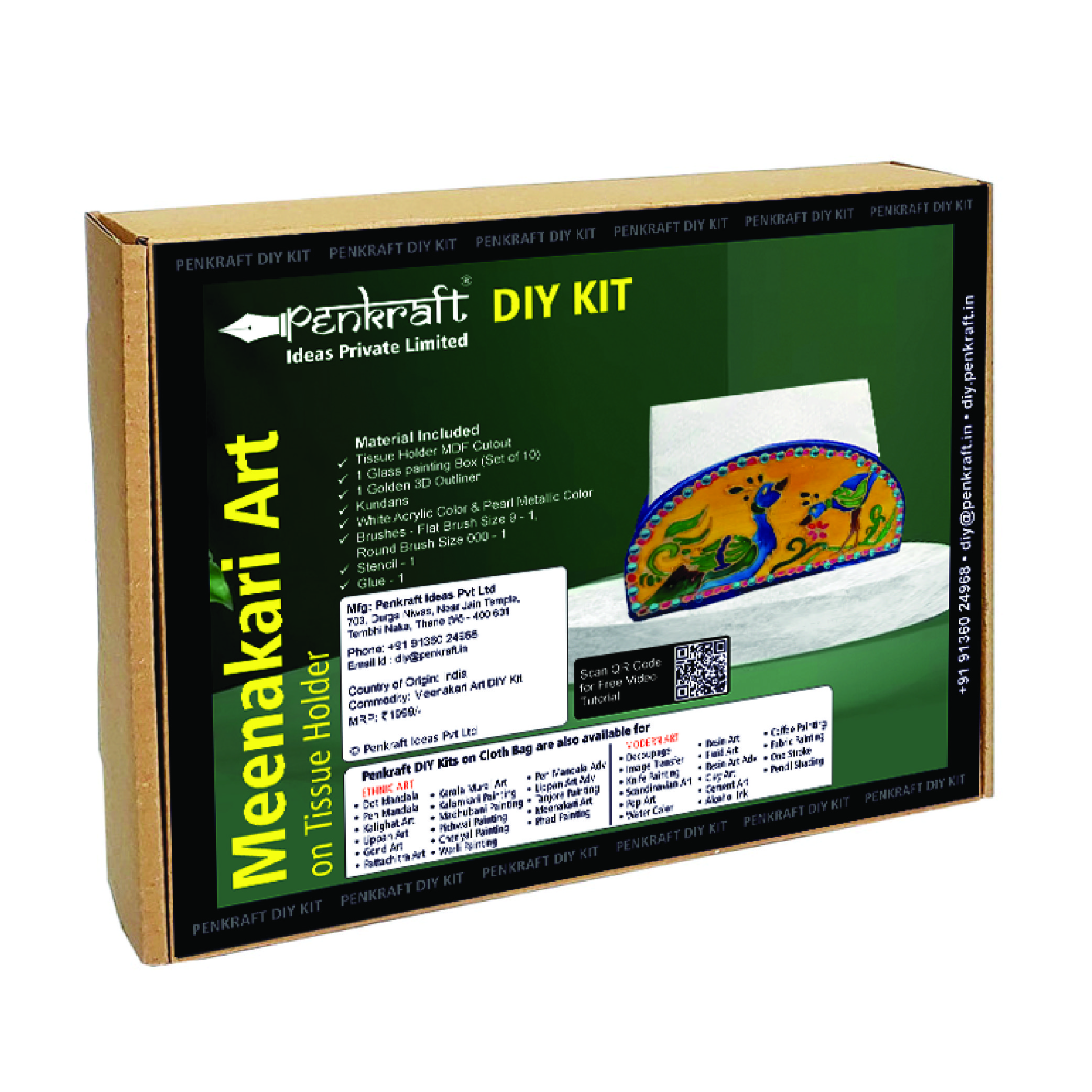 Penkraft Meenakari art Tissue Box Holder DIY Kit
